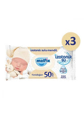 Nessiworld Molfix Newborn Isotonic Water Natural Cotton Wet Wipes 3 Pieces 150 Sheets